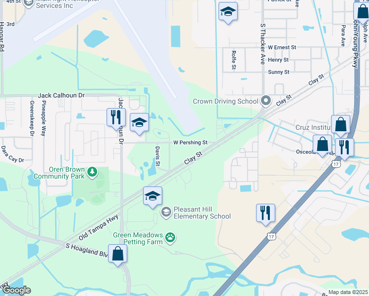 map of restaurants, bars, coffee shops, grocery stores, and more near 2561 Clay Street in Kissimmee