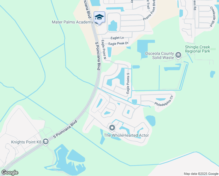 map of restaurants, bars, coffee shops, grocery stores, and more near 696 Eagle Pointe South in Kissimmee