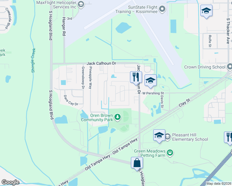 map of restaurants, bars, coffee shops, grocery stores, and more near 123 Levi Lane in Kissimmee