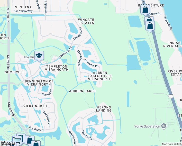 map of restaurants, bars, coffee shops, grocery stores, and more near 1220 Worcester Way in Rockledge