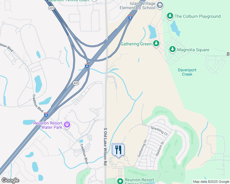 map of restaurants, bars, coffee shops, grocery stores, and more near 844 Assembly Court in Osceola County