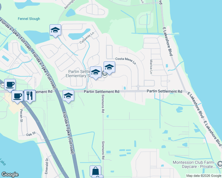 map of restaurants, bars, coffee shops, grocery stores, and more near 2845 Partin Settlement Road in Kissimmee
