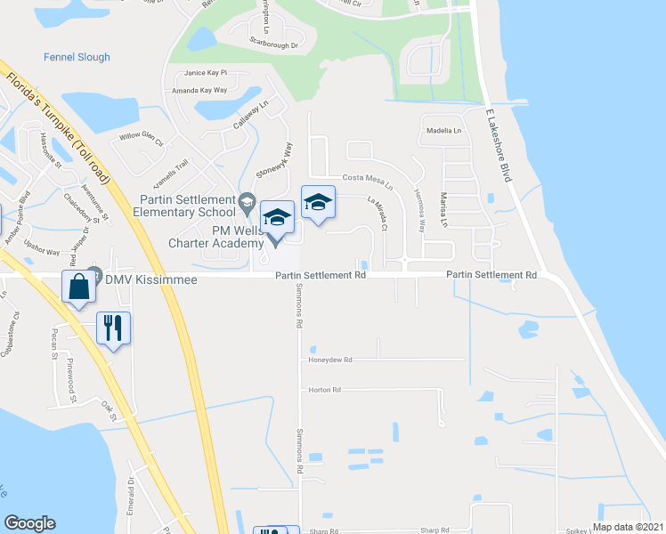 map of restaurants, bars, coffee shops, grocery stores, and more near 2845 Partin Settlement Road in Kissimmee