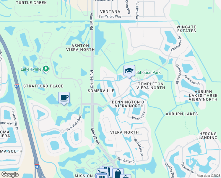 map of restaurants, bars, coffee shops, grocery stores, and more near 1826 Sussex Court in Rockledge