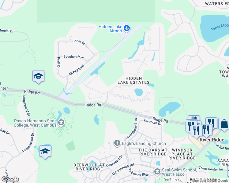 map of restaurants, bars, coffee shops, grocery stores, and more near 8401 Cessna Drive in New Port Richey