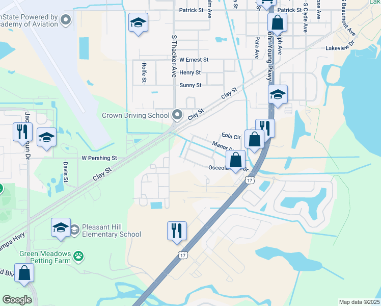 map of restaurants, bars, coffee shops, grocery stores, and more near 1311 Greenbrook Avenue in Kissimmee