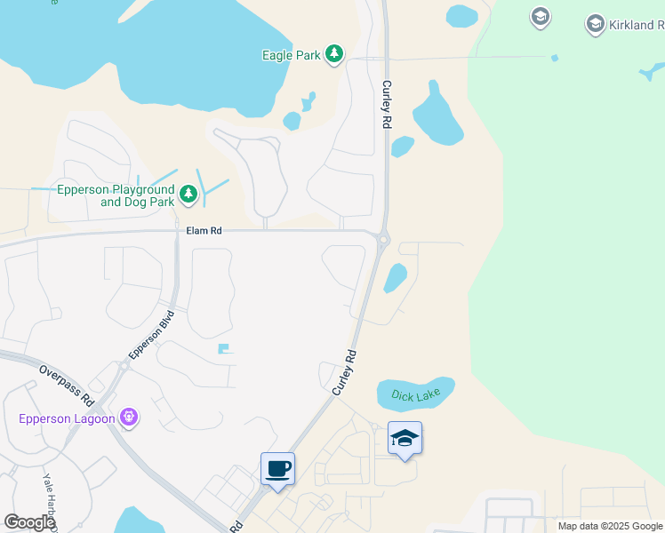 map of restaurants, bars, coffee shops, grocery stores, and more near 31592 Elam Road in Wesley Chapel