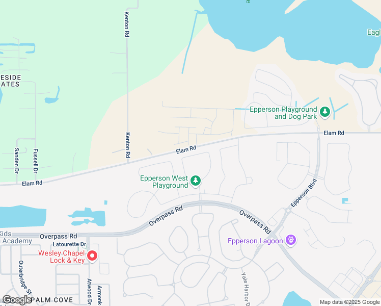 map of restaurants, bars, coffee shops, grocery stores, and more near 31522 Elam Road in Wesley Chapel