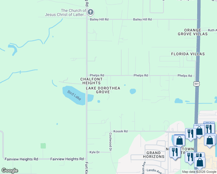 map of restaurants, bars, coffee shops, grocery stores, and more near 8348 Angela Court in Zephyrhills
