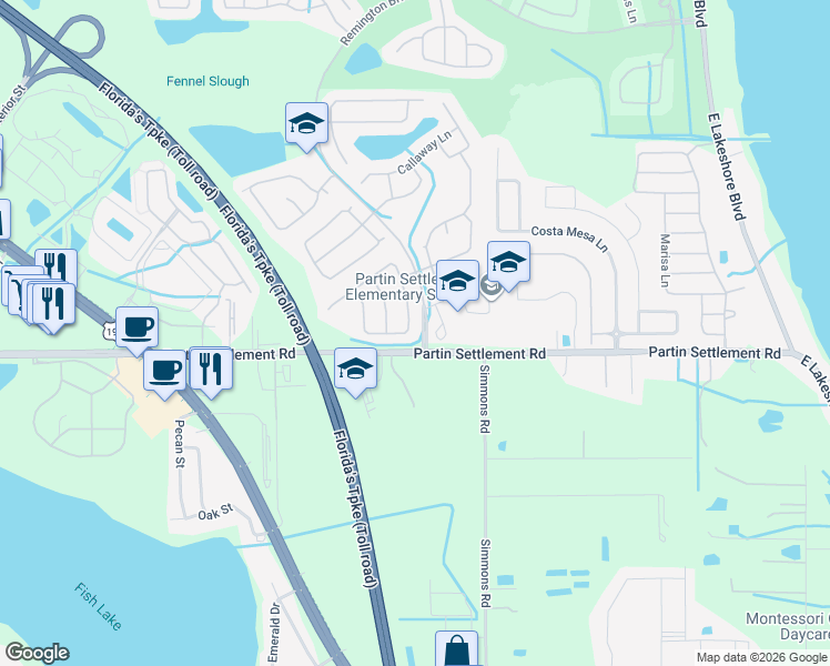 map of restaurants, bars, coffee shops, grocery stores, and more near 1029 Berkeley Drive in Kissimmee