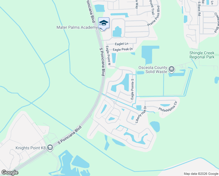 map of restaurants, bars, coffee shops, grocery stores, and more near 1058 Soaring Eagle Lane in Kissimmee