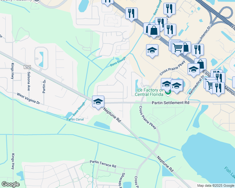 map of restaurants, bars, coffee shops, grocery stores, and more near 1926 Binnacle Street in Kissimmee