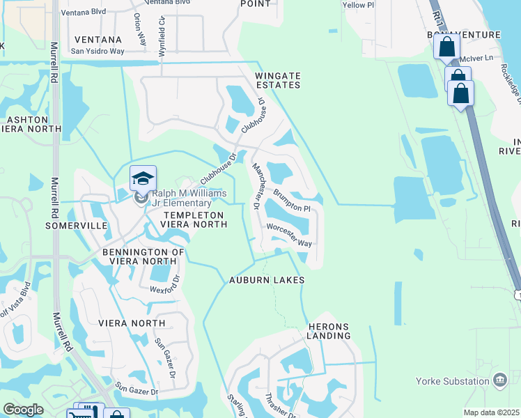 map of restaurants, bars, coffee shops, grocery stores, and more near 4541 Manchester Drive in Rockledge