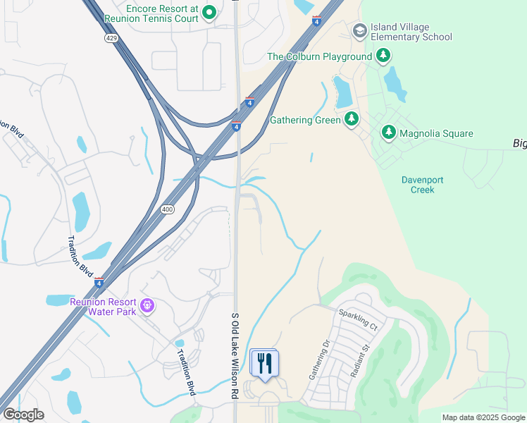 map of restaurants, bars, coffee shops, grocery stores, and more near 831 Assembly Court in Kissimmee