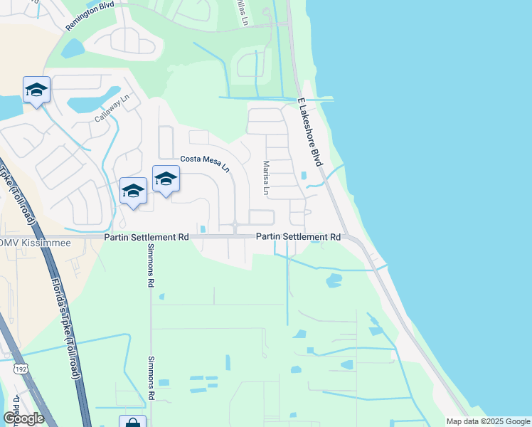 map of restaurants, bars, coffee shops, grocery stores, and more near 2945 Bonita Circle in Kissimmee