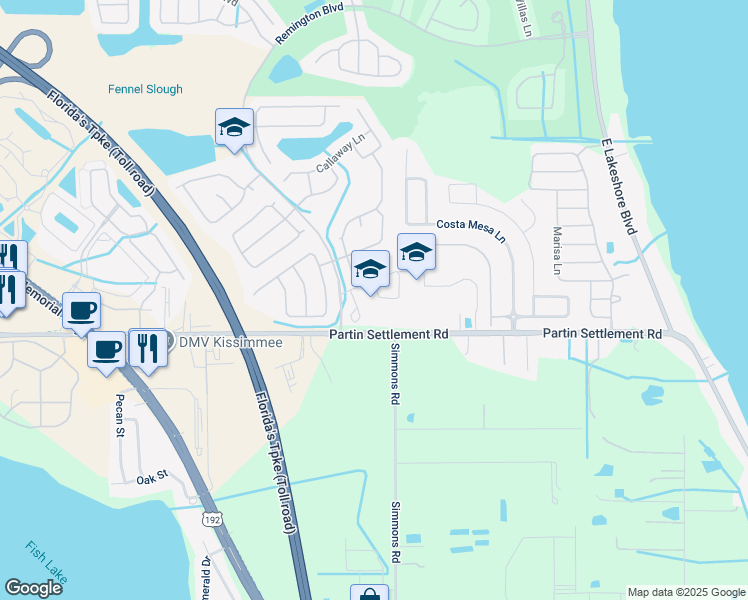 map of restaurants, bars, coffee shops, grocery stores, and more near 2426 Remington Boulevard in Kissimmee