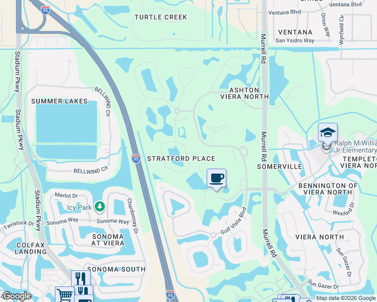 map of restaurants, bars, coffee shops, grocery stores, and more near 4961 Worthington Circle in Rockledge