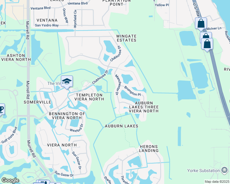 map of restaurants, bars, coffee shops, grocery stores, and more near 4560 Manchester Drive in Rockledge