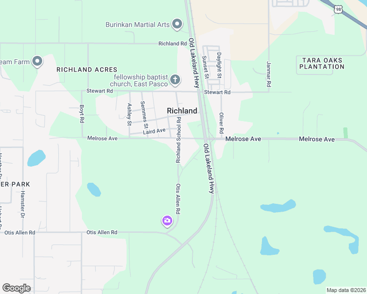 map of restaurants, bars, coffee shops, grocery stores, and more near 40522 Melrose Avenue in Zephyrhills