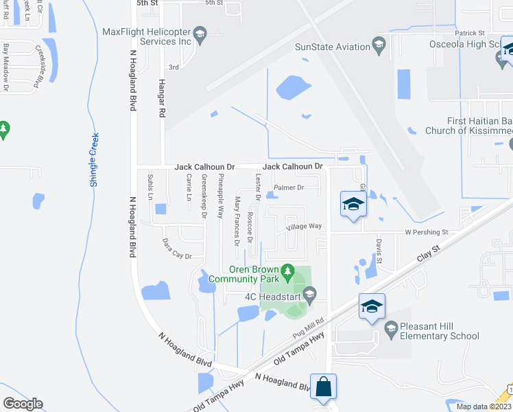 map of restaurants, bars, coffee shops, grocery stores, and more near 1060 Lester Drive in Kissimmee