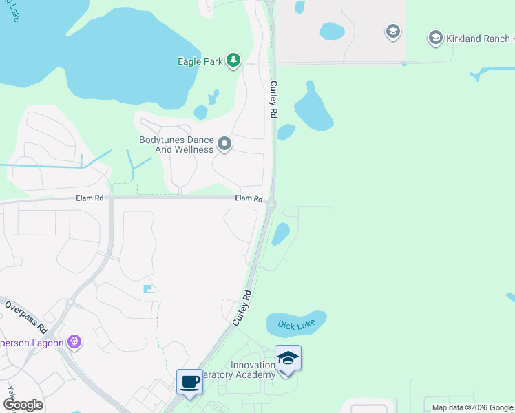 map of restaurants, bars, coffee shops, grocery stores, and more near 8252 Curley Road in Wesley Chapel