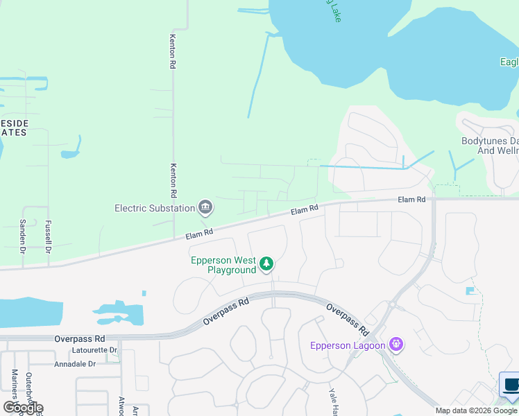 map of restaurants, bars, coffee shops, grocery stores, and more near 31500-31598 Elam Road in Wesley Chapel