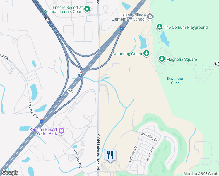 map of restaurants, bars, coffee shops, grocery stores, and more near 817 Assembly Court in Osceola County