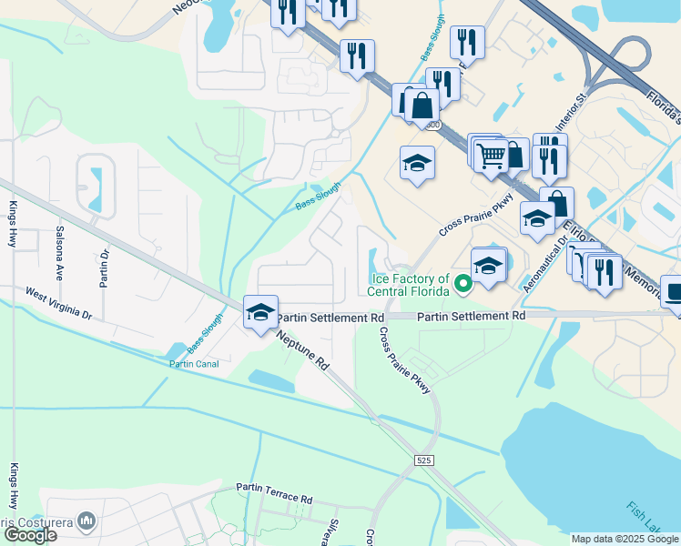 map of restaurants, bars, coffee shops, grocery stores, and more near 2089 Keel Way in Kissimmee