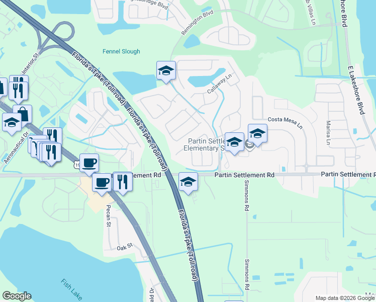 map of restaurants, bars, coffee shops, grocery stores, and more near 2728 Portchester Court in Kissimmee