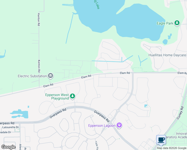 map of restaurants, bars, coffee shops, grocery stores, and more near 31534 Elam Road in Wesley Chapel