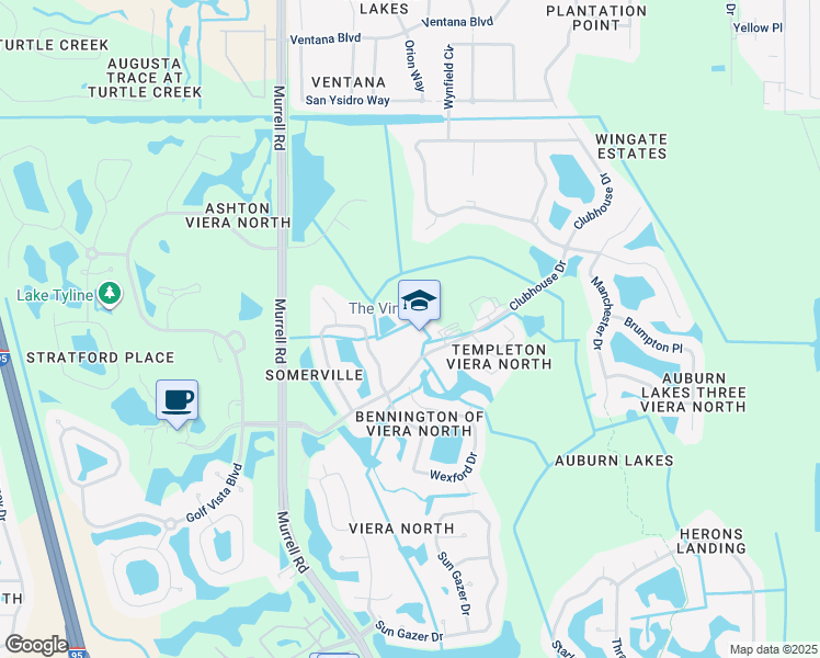 map of restaurants, bars, coffee shops, grocery stores, and more near 1700 Clubhouse Drive in Rockledge