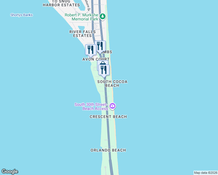 map of restaurants, bars, coffee shops, grocery stores, and more near in Brevard County