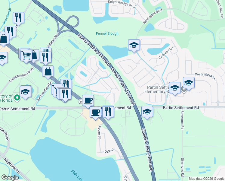 map of restaurants, bars, coffee shops, grocery stores, and more near 1054 Chalcedony Street in Kissimmee