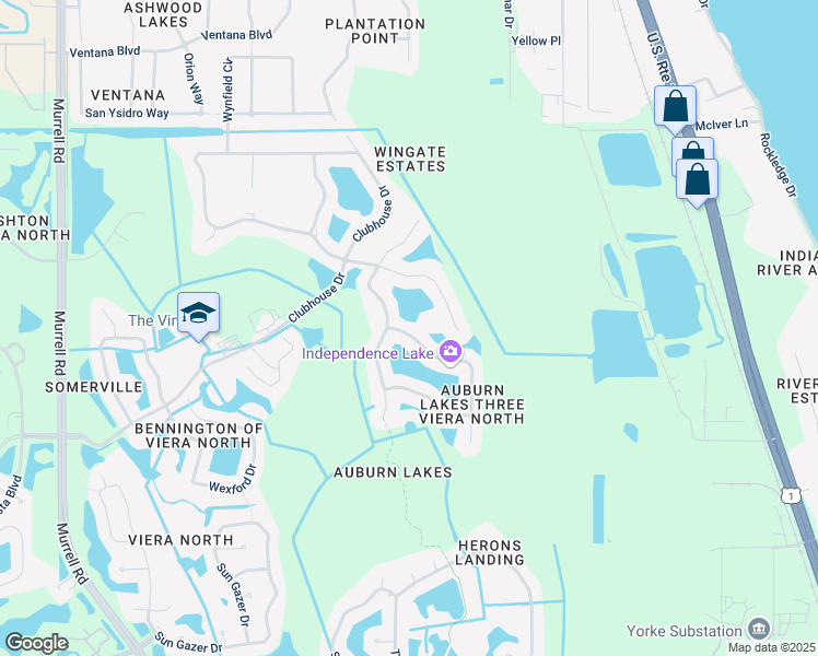 map of restaurants, bars, coffee shops, grocery stores, and more near 4641 Manchester Drive in Rockledge