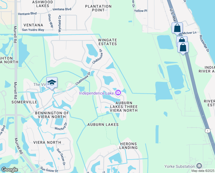map of restaurants, bars, coffee shops, grocery stores, and more near 4641 Manchester Drive in Rockledge