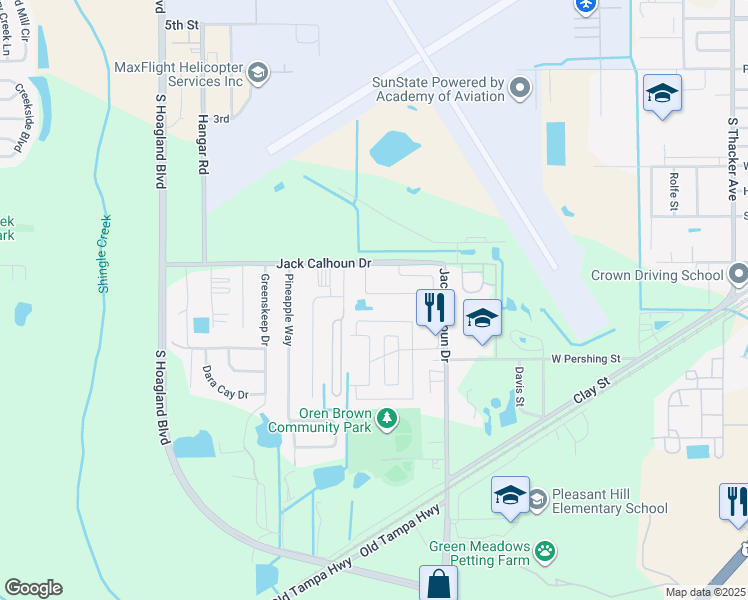 map of restaurants, bars, coffee shops, grocery stores, and more near 3430 Palmer Drive in Kissimmee