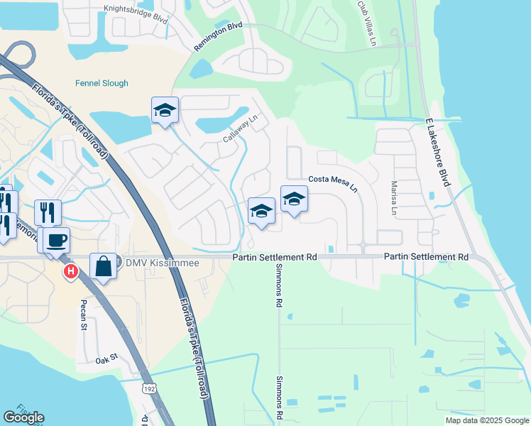 map of restaurants, bars, coffee shops, grocery stores, and more near 910 McInnis Court in Kissimmee