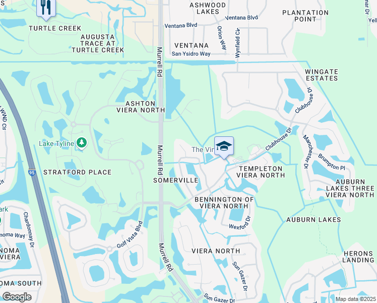 map of restaurants, bars, coffee shops, grocery stores, and more near 1814 Lankcashire Court in Rockledge