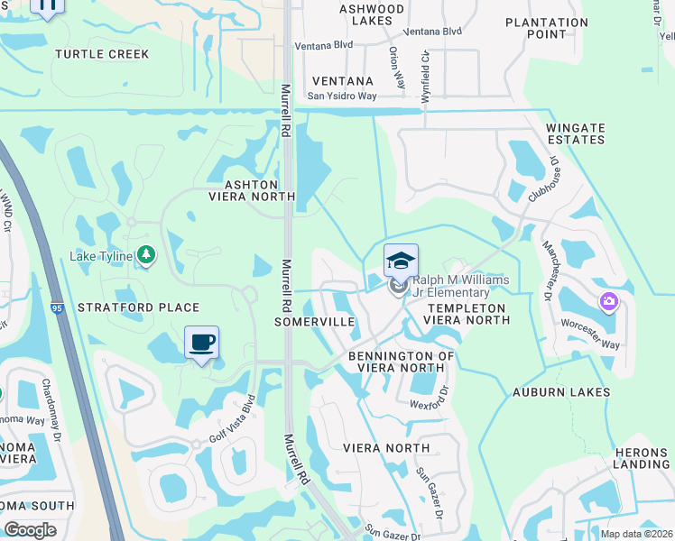 map of restaurants, bars, coffee shops, grocery stores, and more near 1814 Lankcashire Court in Rockledge