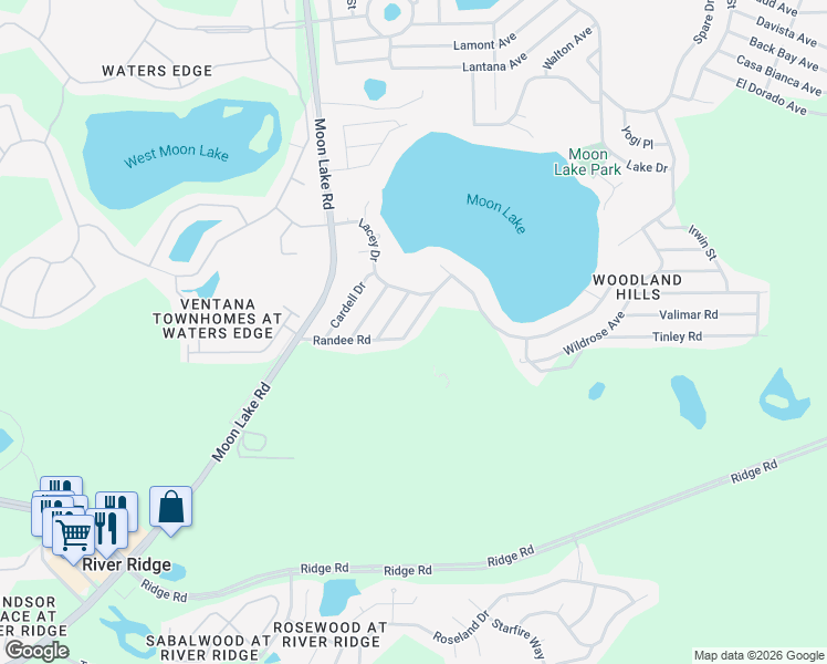 map of restaurants, bars, coffee shops, grocery stores, and more near 12120 Randee Road in Port Richey