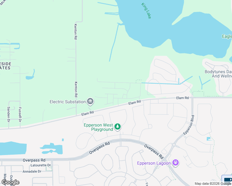 map of restaurants, bars, coffee shops, grocery stores, and more near 31500-31598 Elam Road in Wesley Chapel