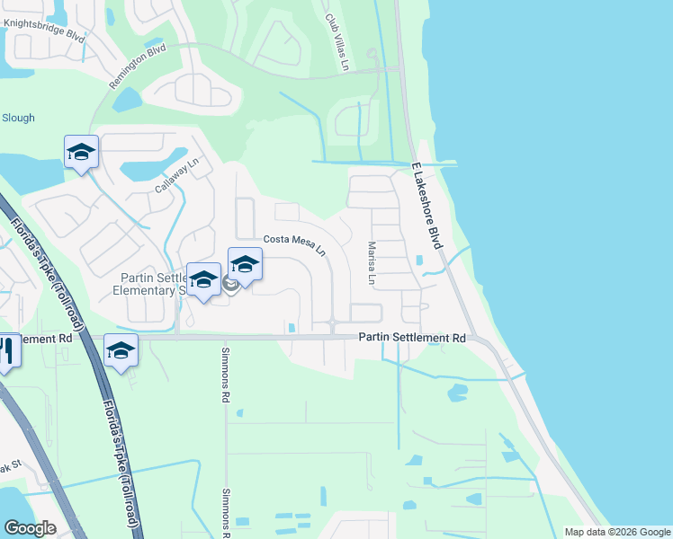 map of restaurants, bars, coffee shops, grocery stores, and more near 1001 Costa Mesa Lane in Kissimmee