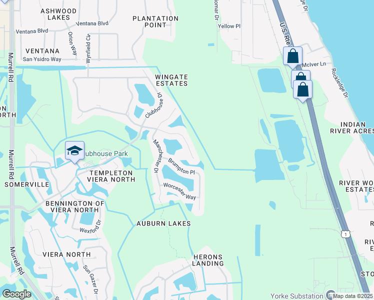 map of restaurants, bars, coffee shops, grocery stores, and more near 1187 Auburn Lakes Drive in Rockledge