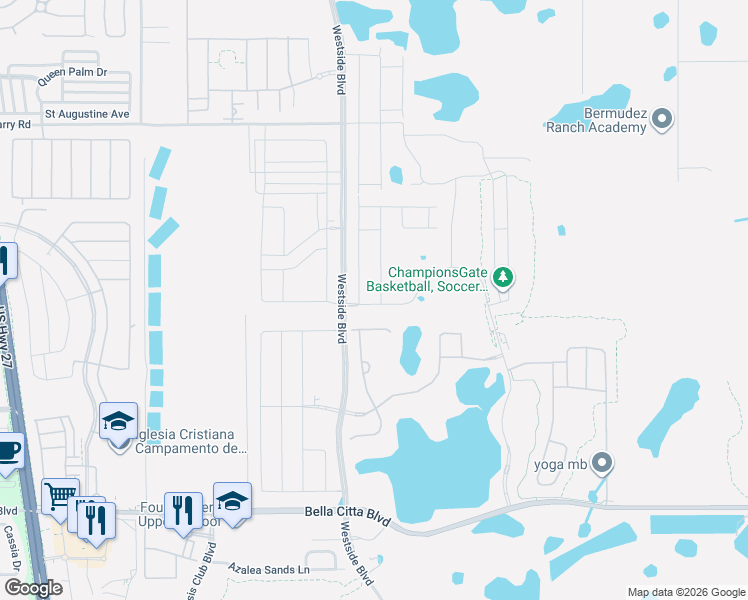 map of restaurants, bars, coffee shops, grocery stores, and more near 8962 FLUFFY LIE CT in Four Corners