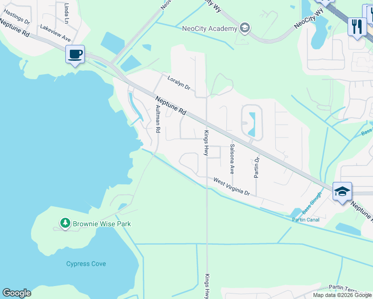 map of restaurants, bars, coffee shops, grocery stores, and more near 1674 Starfish Street in Kissimmee