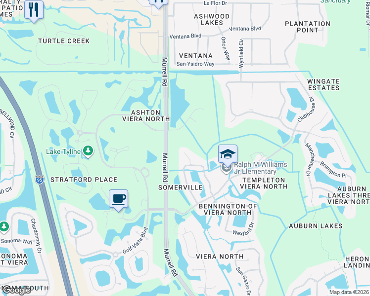 map of restaurants, bars, coffee shops, grocery stores, and more near 1894 Lankcashire Court in Rockledge