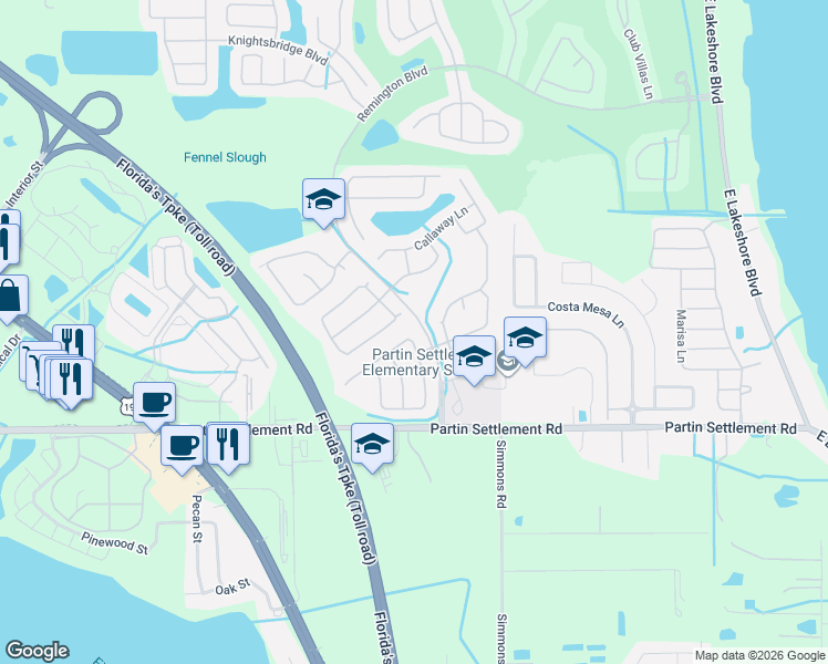 map of restaurants, bars, coffee shops, grocery stores, and more near 756 Stonewyk Way in Kissimmee