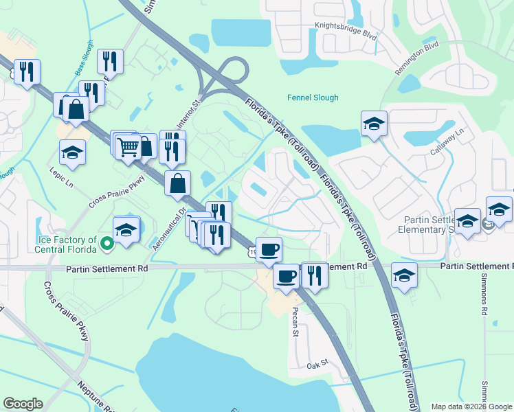 map of restaurants, bars, coffee shops, grocery stores, and more near 2411 U.S. 192 in Kissimmee