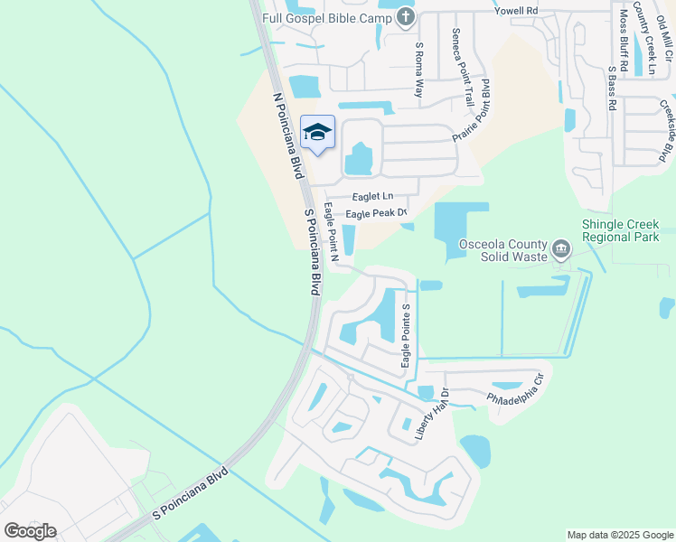 map of restaurants, bars, coffee shops, grocery stores, and more near 526 Eagle Pointe South in Kissimmee