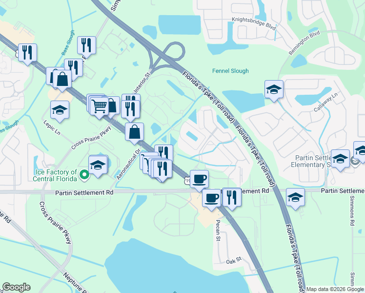 map of restaurants, bars, coffee shops, grocery stores, and more near 2411 U.S. 192 in Kissimmee